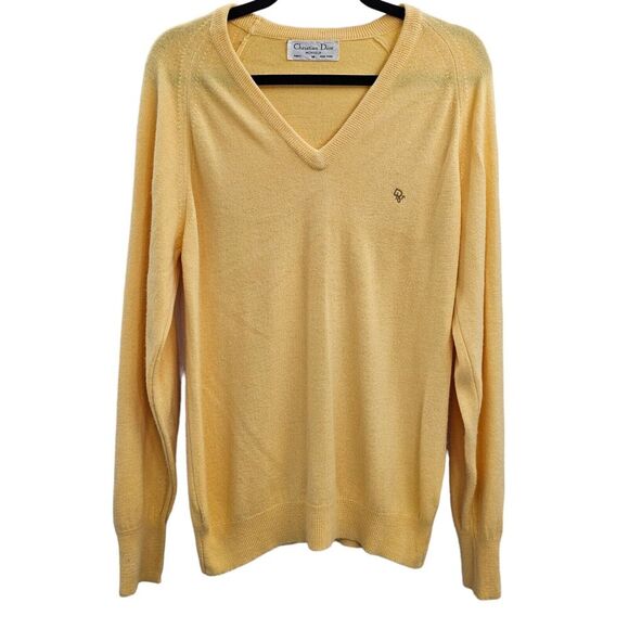 Christian Dior Sweater Womens Sz Medium Green Vintage Logo Designer Luxury Soft - Picture 6 of 13